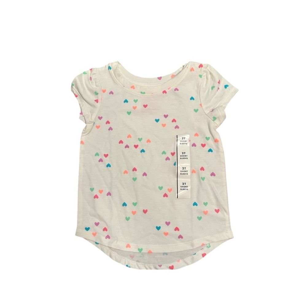 Cat & Jack Toddler Girl Hearts Short Sleeve T-Shirt B6